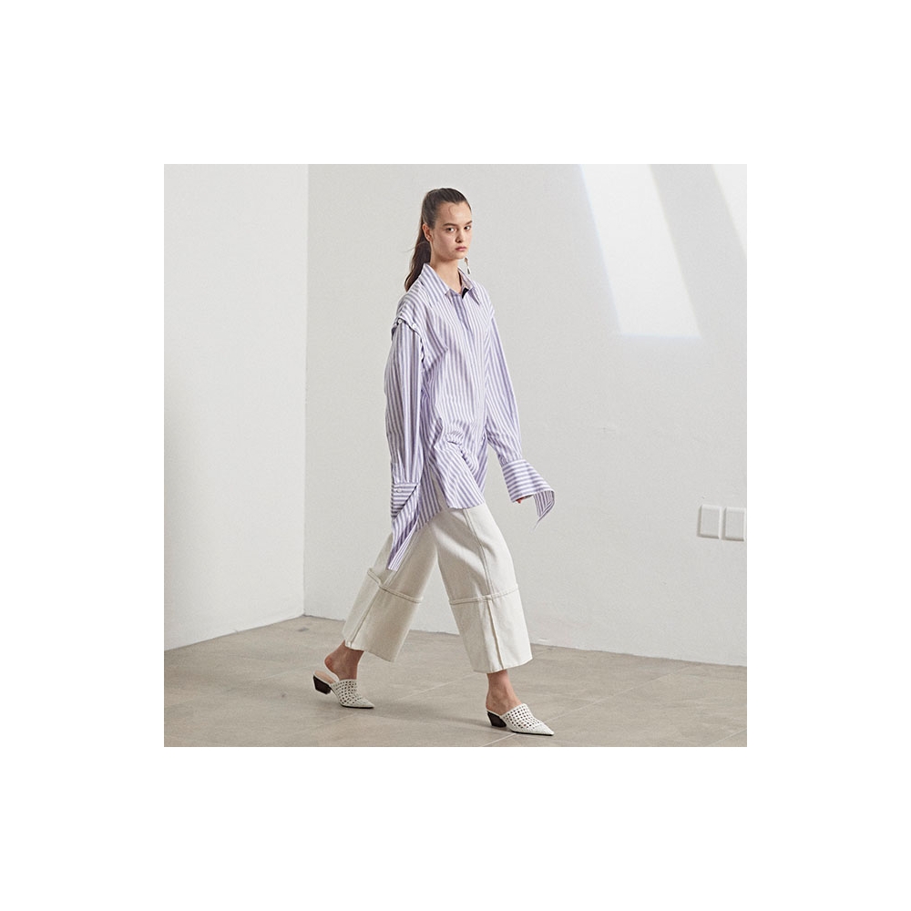 WIZWID:위즈위드 - [MUSEE:뮤제]19ss Rhea Sleeve Detachable Shirt_White Stripe  WIZWID