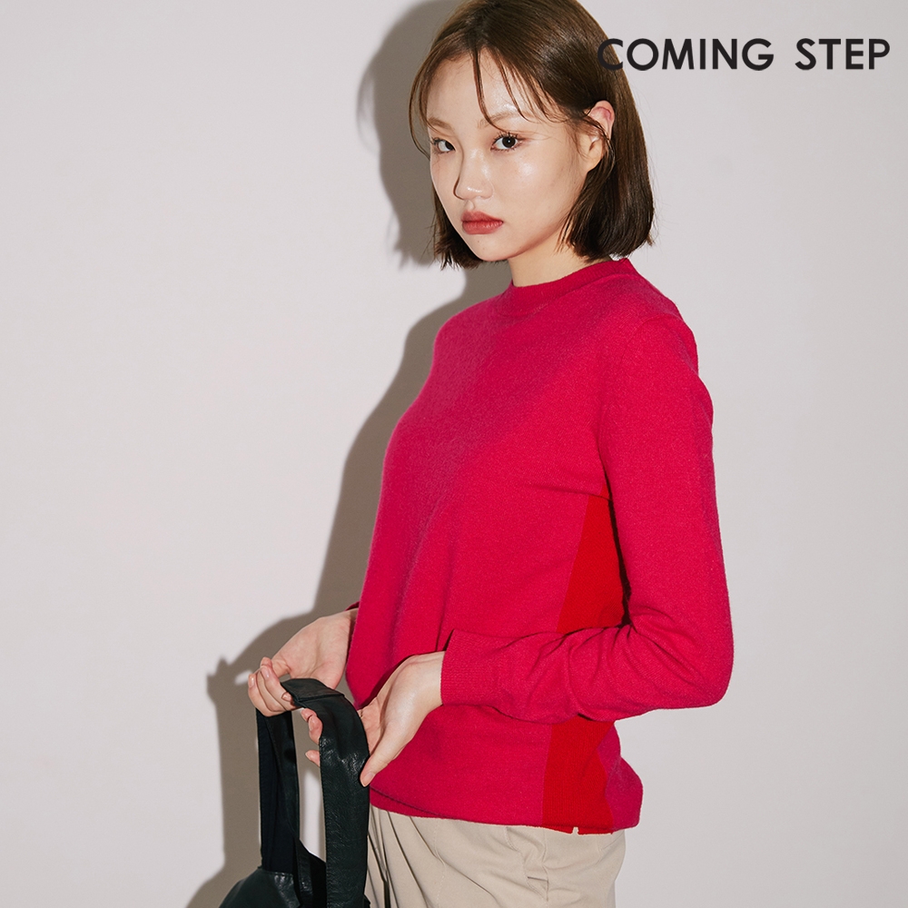WIZWID:위즈위드 - [COMING-STEP:커밍스텝][브랜드위크]커밍스텝 슬림 배색 컬러니트 (PINK) WIZWID