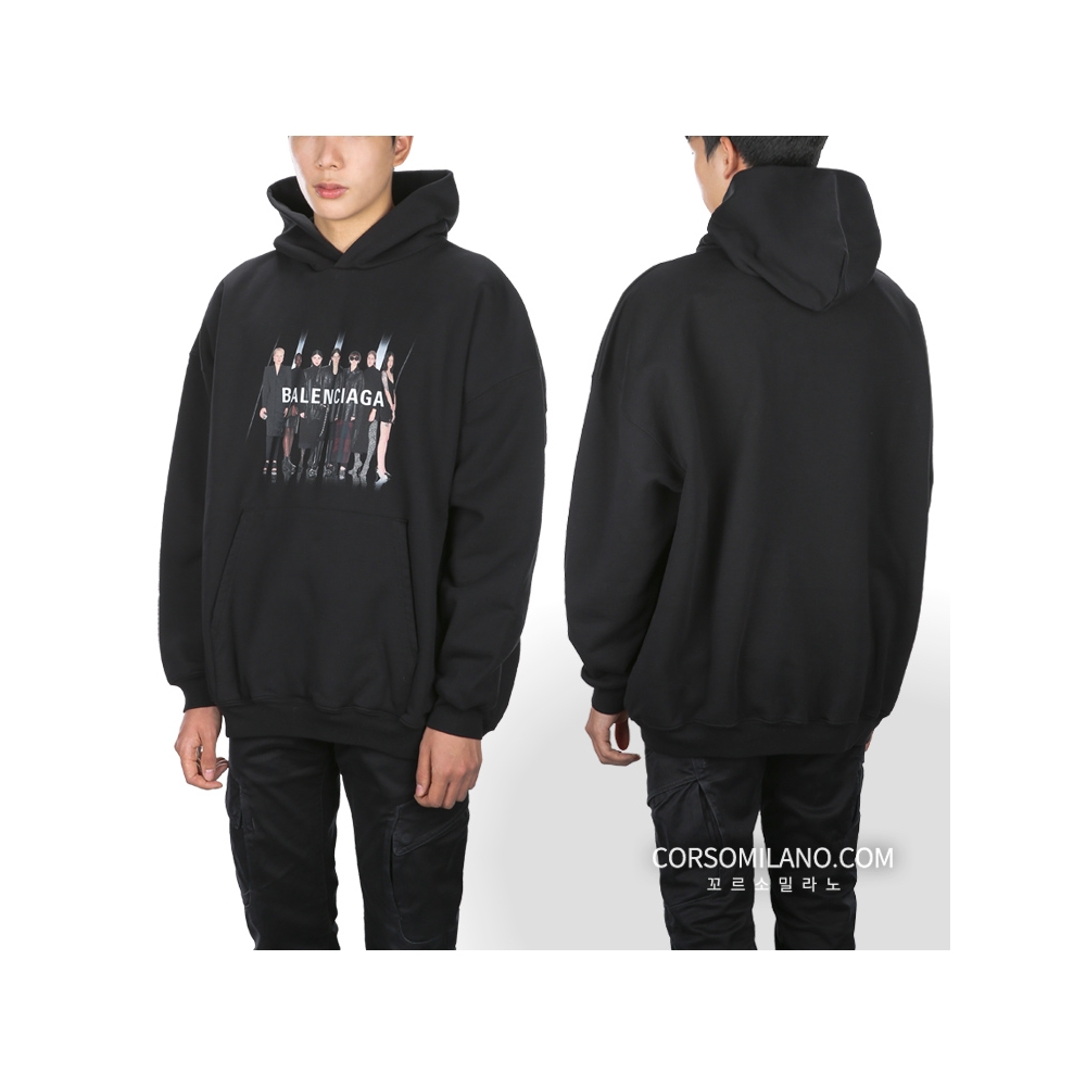 WIZWID:위즈위드 - [Balenciaga:발렌시아가]발렌시아가 남성 리얼 로고 블랙 후드티 WIZWID